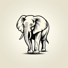 Wall Mural - Elephant logo, black and white, AI generated Image