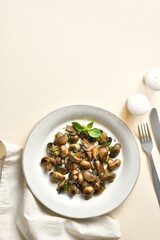 Wall Mural - Stewed mushroom with greens