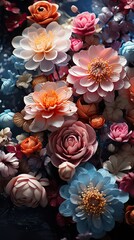 Wall Mural - Flowers in a spring garden. Floral flower illustration. Generative AI