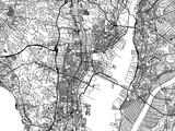 Fototapeta Miasta - Vector road map of the city of  Handa in Japan with black roads on a white background. 4:3 aspect ratio.