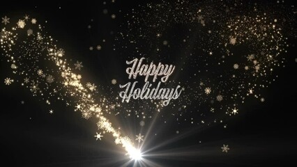 Wall Mural - animation of happy holidays text over spots of light on black background