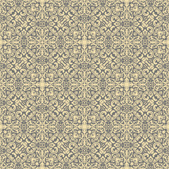 Wall Mural - Orient vector classic pattern. Seamless abstract background with vintage elements. Orient gray and golden pattern. Ornament barogue wallpaper