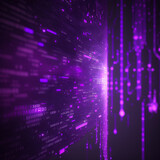 Fototapeta Przestrzenne - Glowing purple data model code blurring and dissolving.