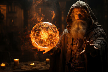 A sorcerer conjuring a protective shield of light around a mystical realm, illustrating the love and creation of enchanted defenses, love and creation