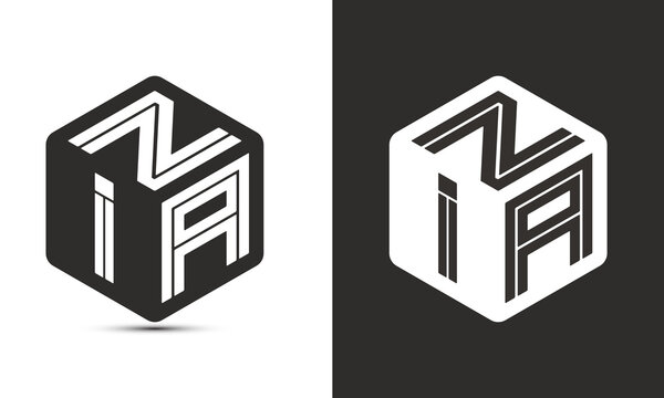 NIA letter logo design with illustrator cube logo, vector logo modern alphabet font overlap style.