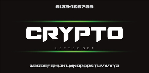 Wall Mural - CRYPTO special and original font letter design. modern tech vector logo typeface for company.