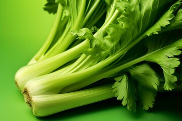 Closeup of celery in fresh green background. Generative AI