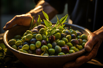 Wall Mural - Bountiful olive harvest, ready to be transformed into delicious culinary delights.