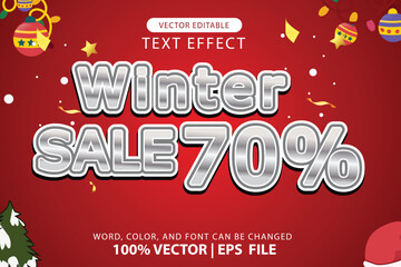 Wall Mural - vector 3d template text effect winter celebration welcoming winter in December and Christmas New Year holidays