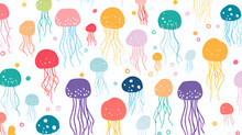 Seamless Pattern With Jellyfish | Generative Ai