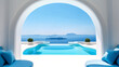 © ZEKINDIGITAL - View from luxury villa with pool , sea , greek island , santorini