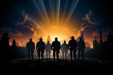 Wall Mural - Soldiers silhouettes, the essence of valor, unveiled in Behind Enemy Lines