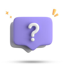 Fototapete - 3d rendering of speech bubble, 3D pastel chat with question mark icon set.