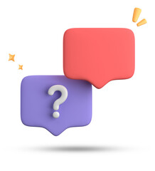 Aufkleber - 3d rendering of speech bubble, 3D pastel chat with question mark icon set.