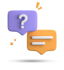 Aufkleber - 3d rendering of speech bubble, 3D pastel chat with question mark icon set.