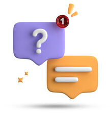 Aufkleber - 3d rendering of speech bubble, 3D pastel chat with question mark icon set.