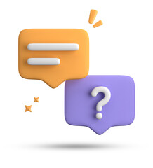 Aufkleber - 3d rendering of speech bubble, 3D pastel chat with question mark icon set.
