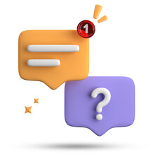 Aufkleber - 3d rendering of speech bubble, 3D pastel chat with question mark icon set.