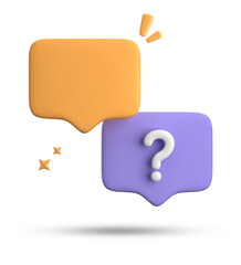 Aufkleber - 3d rendering of speech bubble, 3D pastel chat with question mark icon set.