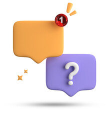 Aufkleber - 3d rendering of speech bubble, 3D pastel chat with question mark icon set.