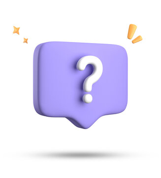 3d rendering of speech bubble, 3D pastel chat with question mark icon set.