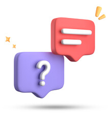 Fototapete - 3d rendering of speech bubble, 3D pastel chat with question mark icon set.