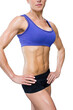 © vectorfusionart - Digital png photo of fit sportswoman in sportswear tensing muscles on transparent background