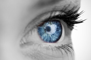 Aufkleber - Digital png photo of woman's blue eye looking on transparent background