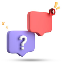 Fototapete - 3d rendering of speech bubble, 3D pastel chat with question mark icon set.