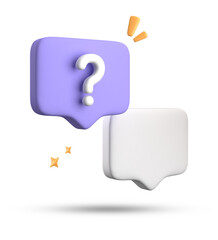 Aufkleber - 3d rendering of speech bubble, 3D pastel chat with question mark icon set.