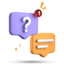 Fototapete - 3d rendering of speech bubble, 3D pastel chat with question mark icon set.