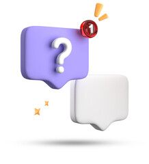 Fototapete - 3d rendering of speech bubble, 3D pastel chat with question mark icon set.