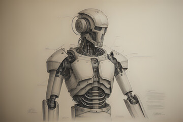 Wall Mural - Artificial intelligence robot sketch