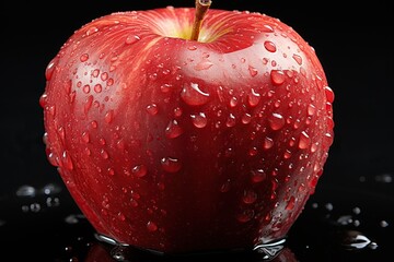 Wall Mural - red apple with water drops