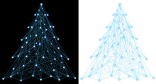 Christmas Tree With Blue Light Dot Futuristic Design Transparent Background