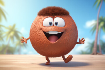 Poster - Cheerful cartoon Coconut