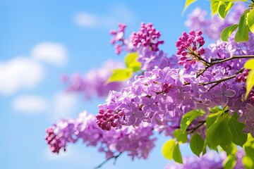 Wall Mural - Lilac under blue sky.