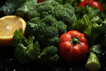 Poster - fresh vegetables on a wooden table