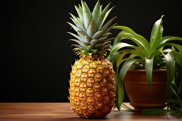 Wall Mural - pineapple on a wooden table