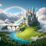 Castillo fantástico de magia y cuento