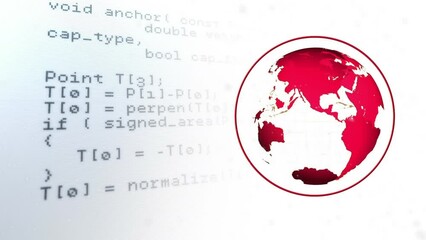 Poster - Animation of spinning globe and data processing against blue gradient background