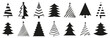 Christmas tree silhouette collection. Black fir tree icons. Set of Christmas tree icons. Spruce silhouette. Black Christmas tree silhouette