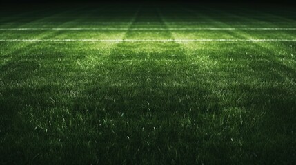 Poster - Green grass field background for football and soccer sports, volleyball, evening stadium, artificial lighting. Green lawn pattern and texture background. Close-up image