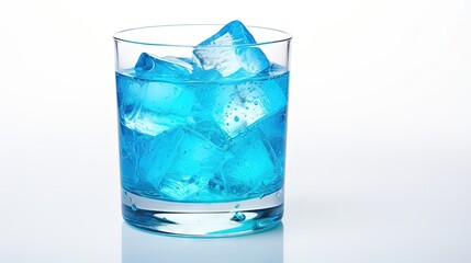 Aufkleber - Glass of Blue Lagoon cocktail on white background