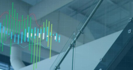 Poster - Animation of multiple graphs over staircase and ceiling of office