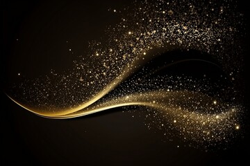 Poster - Glittering dust on a durk background. Golden sparkling lights. Christmas Holiday glow particle. Magic star effect. Shine background. Festive party design