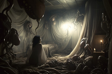 Wall Mural - the chamber of dark dreams - generative ai