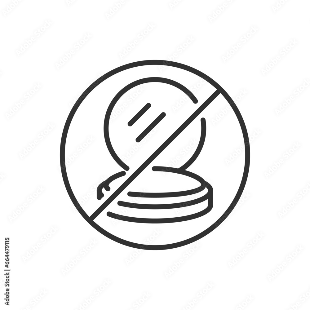 Do not use makeup, linear icon, powder and ban sign. Line with editable ...