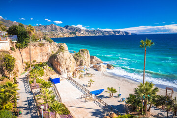 idyllic nerja coastline and beach view