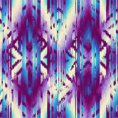 Poster - Seamless striped pattern in Aztec style. Folk embroidery.. Aztec ikat style. Seamless vector image. Thin lines
